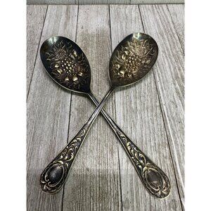 Vintage EPNS Victorian Spoons Antique Silver Plated Flatware 8" Long - Set of 2